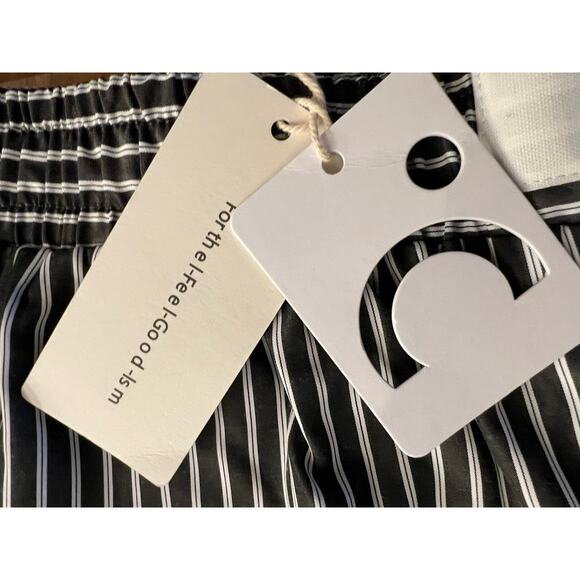 Commense Pants Gray White Stripe Large High Rise Wide Leg Pockets NWT - Picture 3 of 10